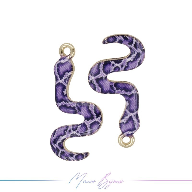 Ciondoli in Ottone Smaltati Serpente Viola 15x32mm