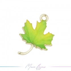 Charms brass Leaf Green 14x20mm