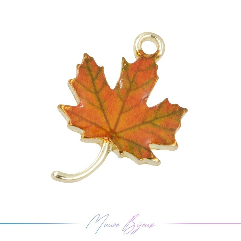 Charms brass Leaf brown 14x20mm