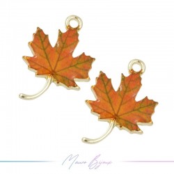 Charms brass Leaf brown 14x20mm