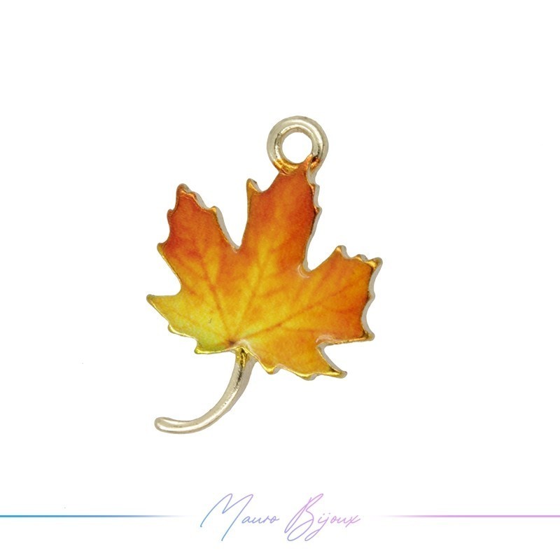 Ciondoli in Ottone Smaltati Foglia Arancione 14x20mm