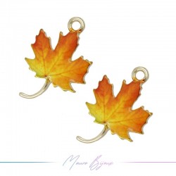 Ciondoli in Ottone Smaltati Foglia Arancione 14x20mm