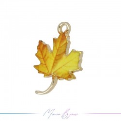 Charms brass Leaf Yellow 14x20mm