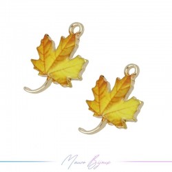 Charms brass Leaf Yellow 14x20mm