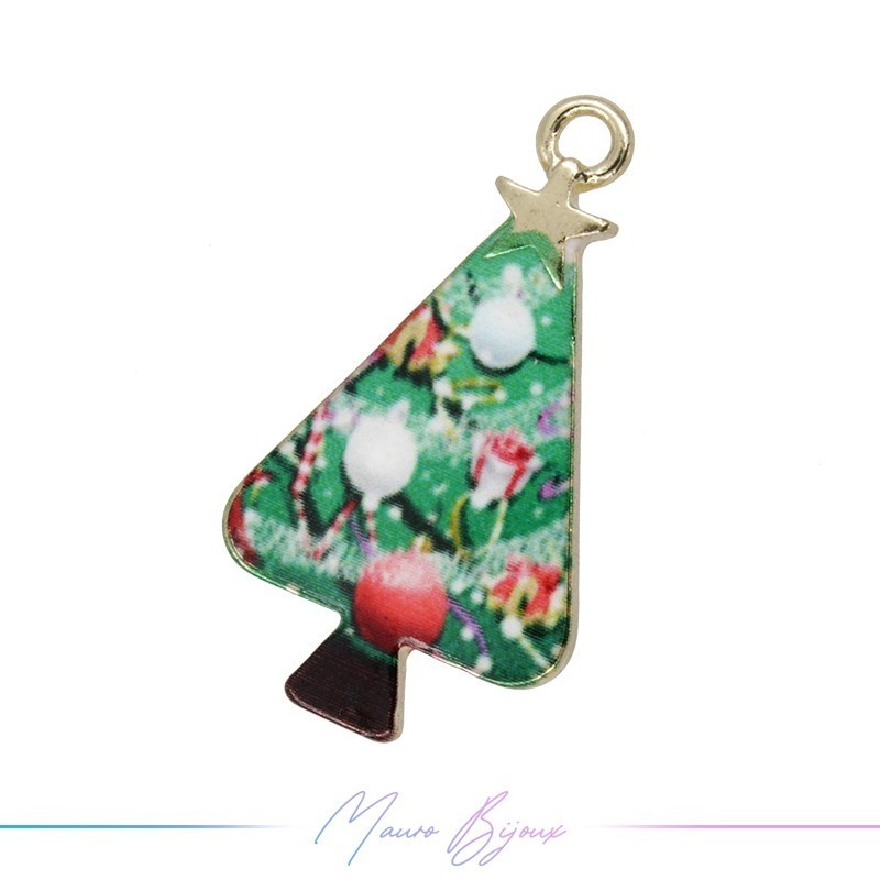 Ciondoli in Ottone Smaltati Albero Natale Mod.1 17x31mm