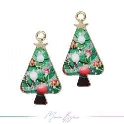 Ciondoli in Ottone Smaltati Albero Natale Mod.1 17x31mm