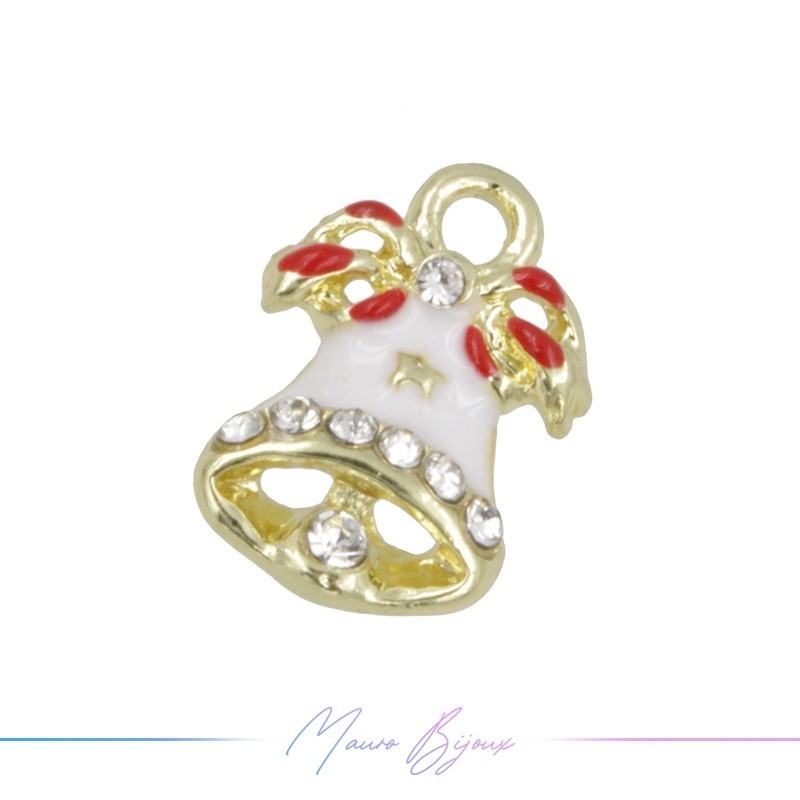 Ciondoli in Ottone Smaltati Campanella Bianco 10x14mm