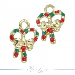 Ciondoli in Ottone Smaltati Fiocco Natalizio 12x18mm