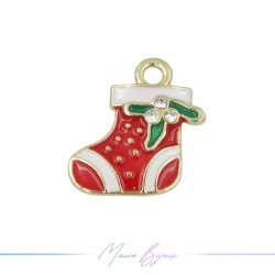 Ciondoli in Ottone Smaltati Calza Natalizio 17x18mm