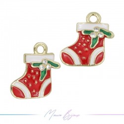 Ciondoli in Ottone Smaltati Calza Natalizio 17x18mm