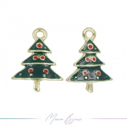 Ciondoli in Ottone Smaltati Albero Natale Mod.1 15x20mm