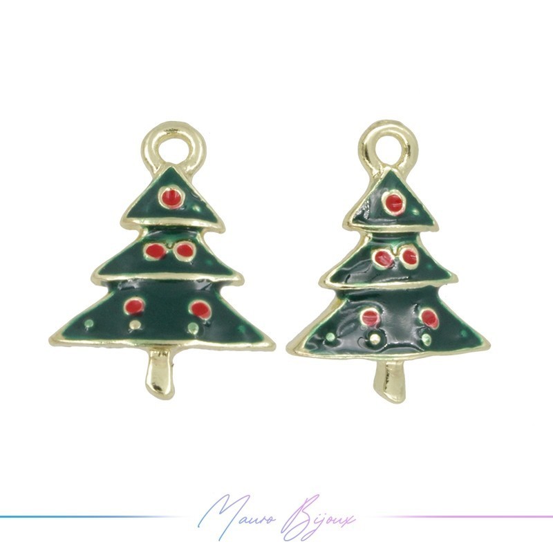 Ciondoli in Ottone Smaltati Albero Natale Mod.1 15x20mm