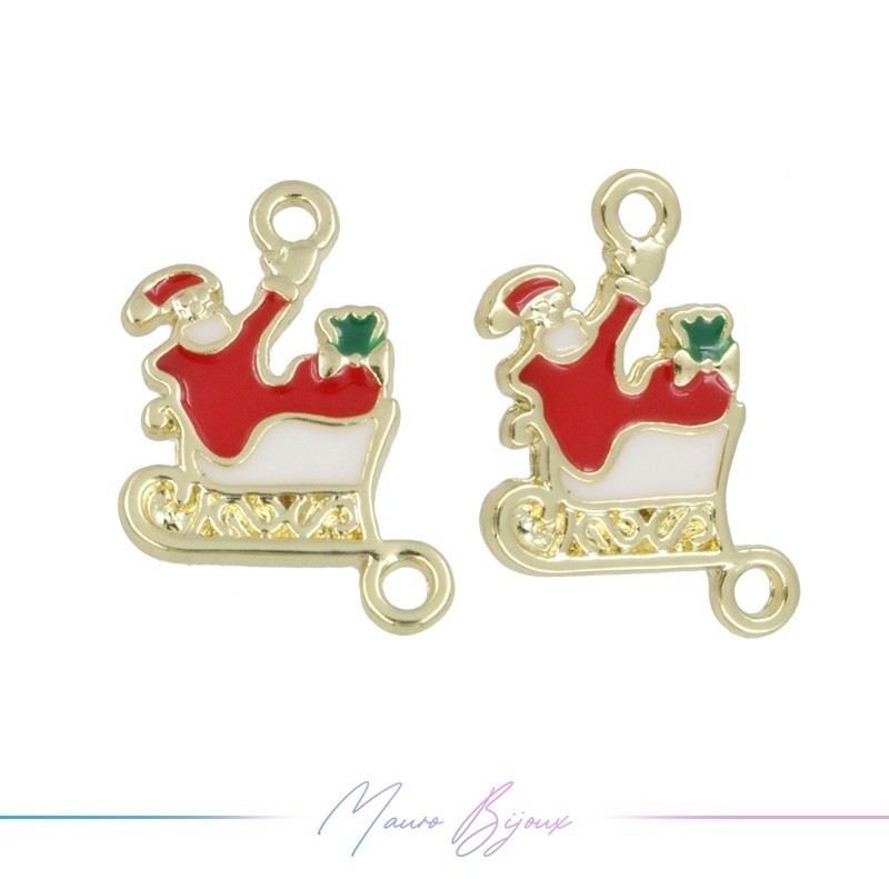 Ciondoli in Ottone Smaltati Slitta Babbo Natale 22mm