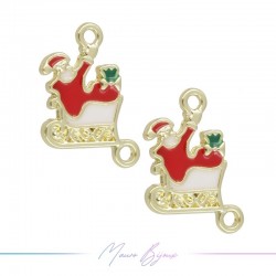 Charms brass Santa Claus Sled 22mm