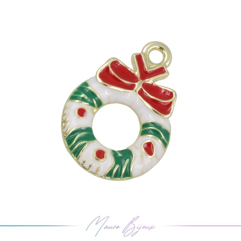 Charms brass Christmas Wreath 16x23mm