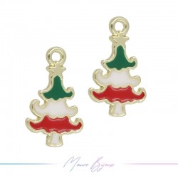 Ciondoli in Ottone Smaltati Albero Natale Mod.3 12x18mm