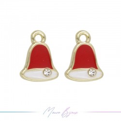 Charms brass Christmas Red Bell 10x12mm