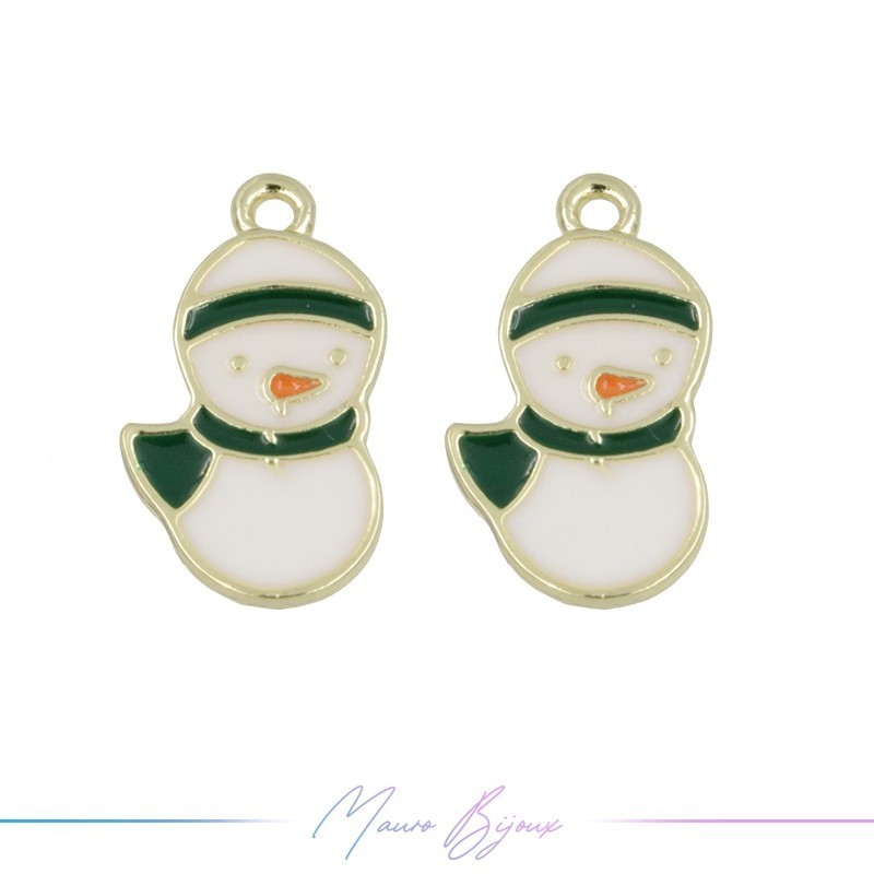 Charms brass Snowman Green 12x20mm