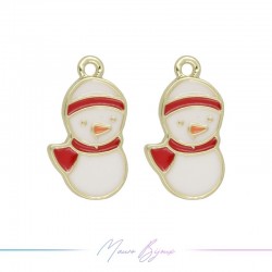 Charms brass Snowman Red 12x20mm