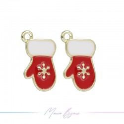 Charms brass Christmas Red Gloves 12x19mm