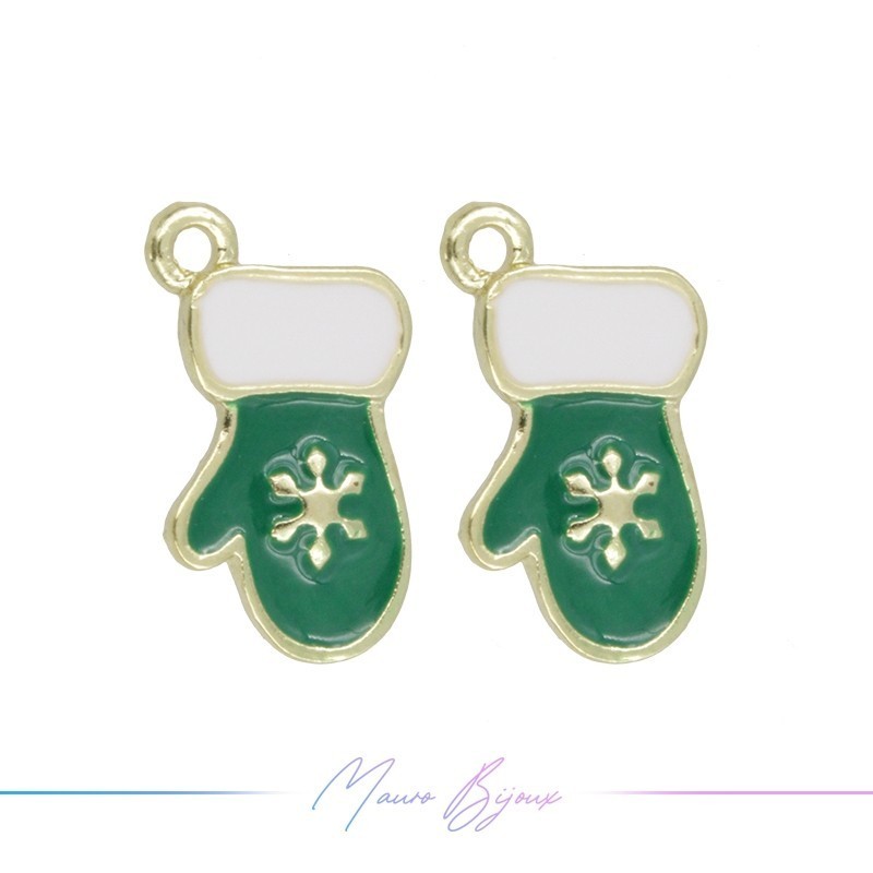 Ciondoli in Ottone Smaltati Guanti Verde 12x19mm