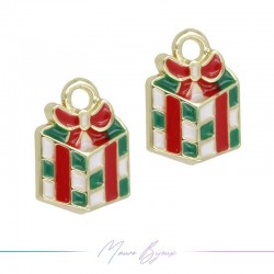 Charms brass Christmas Surprise Box 10x14mm