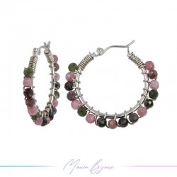 Orecchini Tondo in Ottone Argento con Tormalina