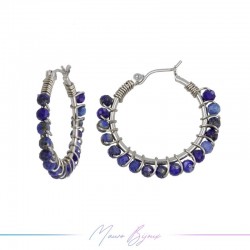 Orecchini Tondo in Ottone Argento con Lapislazuli