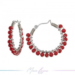 Orecchini Tondo in Ottone Argento con Pasta Corallo