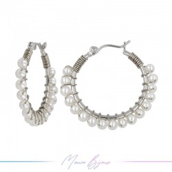 Orecchini Tondo in Ottone Argento con Perle Maiorca