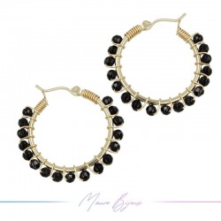 Circle Brass Gold Earrings with Onice