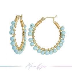 Orecchini Tondo in Ottone Dorato con Pasta Turchese