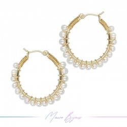 Circle Brass Gold Earrings with Perle Maiorca