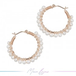 Circle Brass Rose Gold Earrings with Perle Maiorca