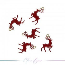Charms brass enameled reindeer red 10x17mm