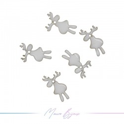 Charms brass enameled reindeer2 white 10x17mm