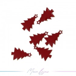 Charms brass enameled Christmas Tree red 10x17mm