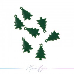 Charms brass enameled Christmas Tree Green 9x14mm