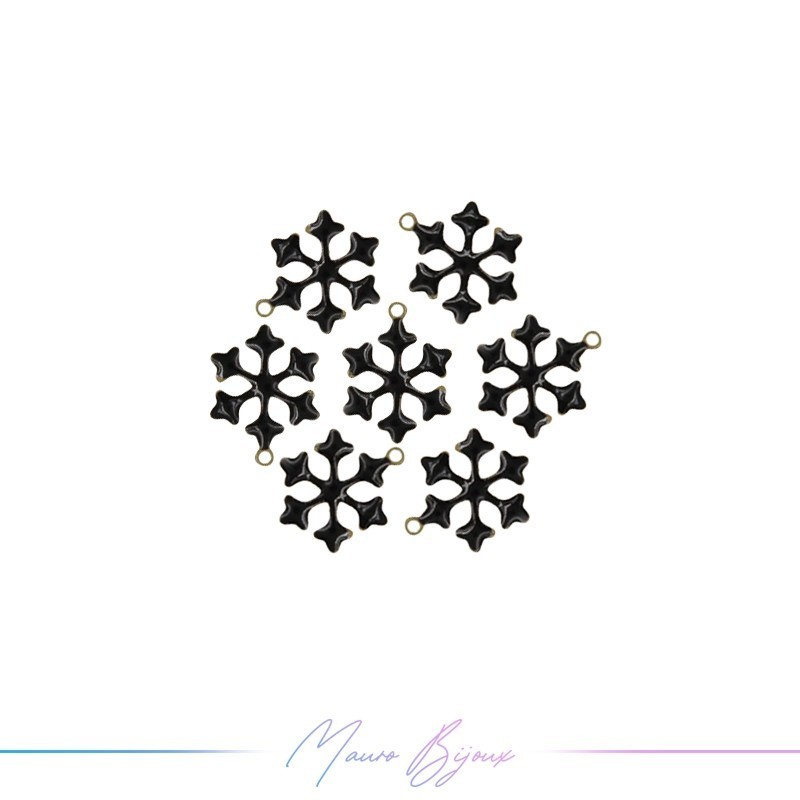 Charms brass enameled Snowflake Black 10mm Charms brass enameled Snowflake Black 10mm