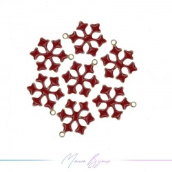 Charms brass enameled Snowflake Red 10mm