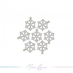 Charms brass enameled Snowflake White 10mm