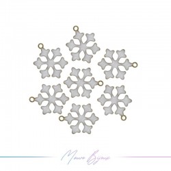 Charms brass enameled Snowflake White 10mm