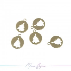 Charms brass Christmas Tree Gold 10mm
