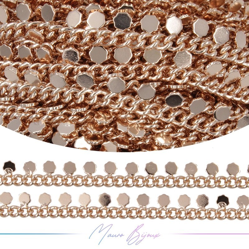 Catena in Acciaio Base Oro Rosa con Pendente Tondo