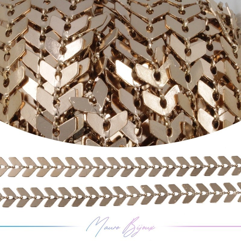 Catena in Acciaio Base Oro Rosa a Lisca di Pesce