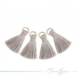 Tassels with Ring Grey Beige Color