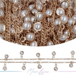 Inox Chain in Rose Gold With White Pearls Pendant