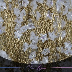 Inox Chain in Gold With Stars Crystal Pendant