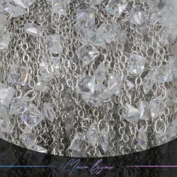 Inox Chain in Silver With Rhombus Crystal Pendant