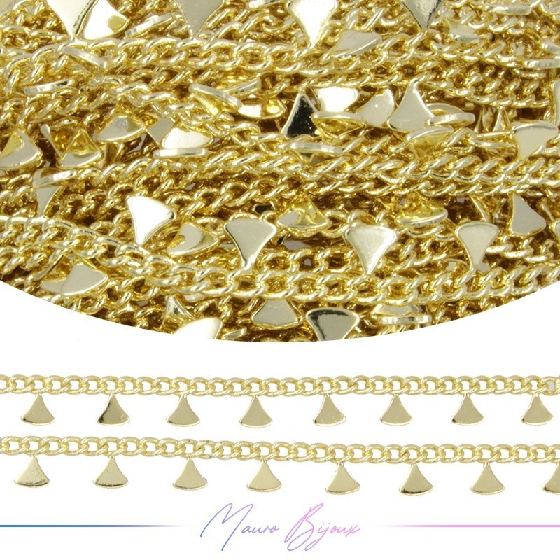 Catena in Acciaio Base Oro con Pendente Triangolare